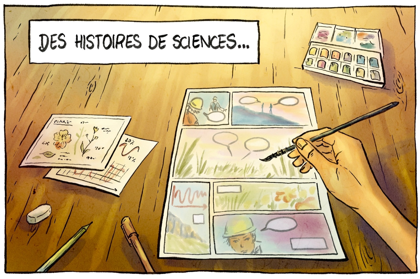 Illustration autour de la création de récits scientifiques